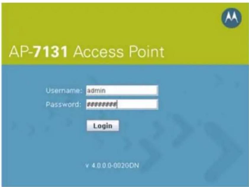 AP-7131 Access Point Username: admin Password: ******** Login ¥ 4.0.0.0-002GDN