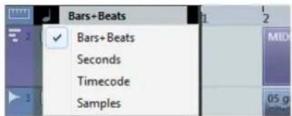 Bars+Beats ✓ Bars+Beats Seconds Timecode Samples