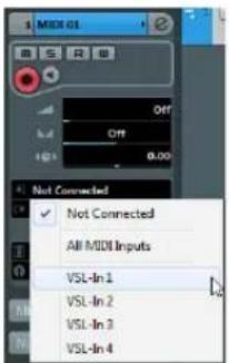 MIDI-01 B S R B OFF Off 8.00 Not Connected ✓ Not Connected All MDI Inputs VSL-In 1 VSL-In 2 VSL-In 3 VSL-In 4
