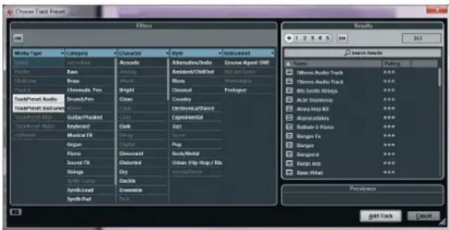 Choose Track Reset Filters 1 2 3 4 5 Name Rating 16Micro Audio Track *** 15Micro Audio Track *** 80x 5x70 Strings *** Acid Drumscope *** Avaia Hop Kit *** Argonauts *** Bulbuie & Flare *** Bungee Fx *** Bungee *** Bungee App *** Bass Hhat Results Add Track Cancel