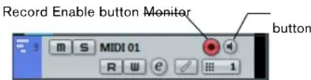 Record Enable button Monitor button
