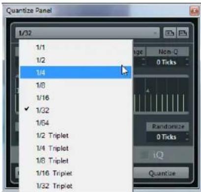 Quantize Panel 1/32 1/1 1/2 1/4 1/8 1/16 1/32 1/64 1/2 Triplet 1/4 Triplet 1/8 Triplet 1/16 Triplet 1/32 Triplet Ige Non-Q 0 Ticks Randomize 0 Ticks iQ Quantize