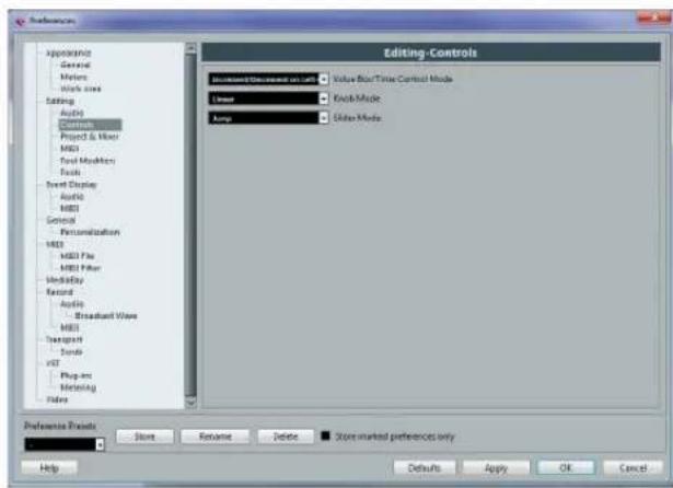 Editing-Controls Environment Controlled on Line Value Box/Time Control Mode Line Knock Mode Jump Options General Motion Work time Setting Audio Continuous Project & User M801 Tool Modifiers Tools Sweet Display Audio M801 School Personalization M801 M801 Pin M801 Filter MediaPlay Record Audio ... Broadband Wave M801 Transport Tunds VST Plug-in Metering Facts Preference Products Store Rename Delete Store marked preferences only Help Defaults Apply OK Cancel