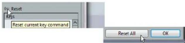 0% Reset Keys Reset current key command Reset All OK