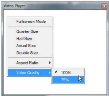 Video Player Fullscreen Mode Quarter Size Half Size Actual Size Double Size Aspect Ratio Video Quality 100% 75%