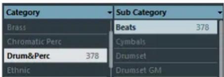 Category Brass Chromatic Perc Drum&Perc 378 Ethnic Sub Category Beats 378 Cymbals Drumset Drumset GM