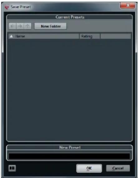 Save Preset Current Presets New Folder Name Rating New Preset OK Cancel
