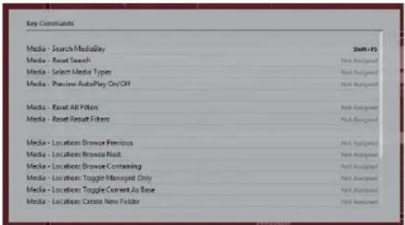 Key Comments Media - Search MediaBay Media - Reset Search Media - Select Media Types Media - Preview AutoPlay On/OH Media - Reset All Filters Media - Reset Repair Filters Media - Location: Browse Previous Media - Location: Browse Next Media - Location: Browse Containing Media - Location: Toggle Managed Only Media - Location: Toggle Current As Base Media - Location: Create New Folder