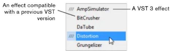 An effect compatible with a previous VST version A AmpSimulator BitCrusher DaTube Distortion Grungelizer A VST 3 effect