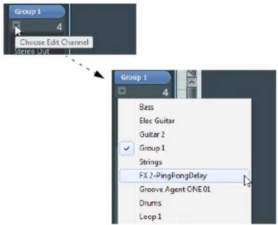 Group 1 Choose Edit Channel Stereo Out Group 1 Bass Elec Guitar Guitar 2 Group 1 Strings FX 2-PingPongDelay Groove Agent ONE01 Drums Loop 1