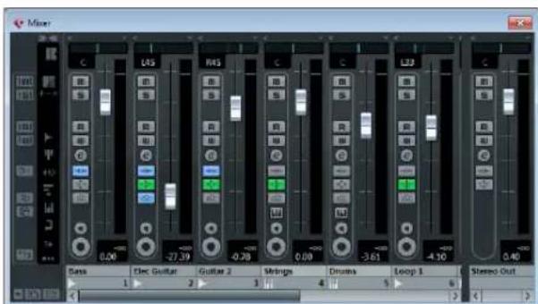 Mixer C L25 R43 C L23 Bass Elec Guitar Guitar 2 Strings Drums Loop 1 Stereo Out 0.08 -27.39 -0.28 0.08 -3.61 -4.10
