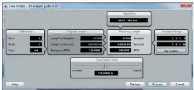 Time Stretch - 'VS acoustic guitar 4.01' Algorithm BPX2 - Mix Load Online Bars Bars: 4 Rects: 0 Sign: 44 Original Length Length in Samples: 31,800 Length in Seconds: 699,000 Temp in BPM: 130,000 Resulting Lengths 423600 Samples 800,000 Seconds 300,000 BPM Seconds Range 1, 1, 1, 0 1, 4, 1 % Use Location Time Stretch Ratio compared 120.00001 % argonal Help Preview Process Cancel