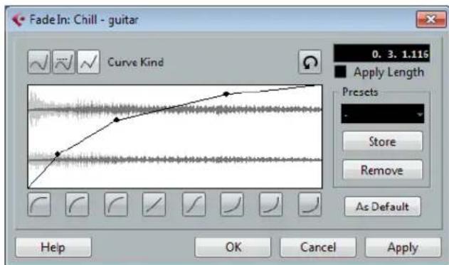 Fade In: Chill - guitar Curve Kind 0. 3. 1.116 Apply Length Presets Store Remove As Default Help OK Cancel Apply