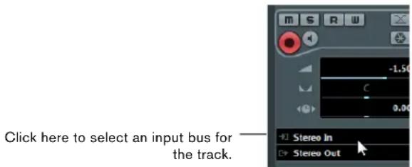 Click here to select an input bus for the track.