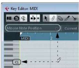 Key Editor: MIDI Mouse Note Position Current MIDI 2 CL