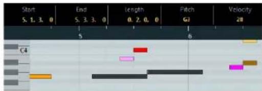 Start 5. 1. 3. 0 End 5. 3. 3. 0 Length 0. 2. 0. 0 Pitch GJ Velocity 28 5 6 C4