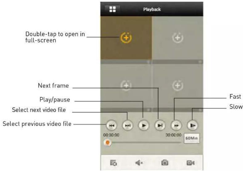 Playback Double-tap to open in full-screen Next frame Play/pause Select next video file Select previous video file 00:00:00 00:00:00 60Min Fast Slow