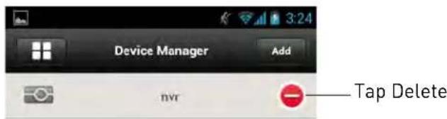 Device Manager Add nvr Tap Delete