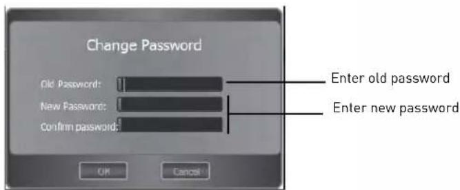 Change Password Old Password: New Password: Confirm password: OK Cancel Enter old password Enter new password