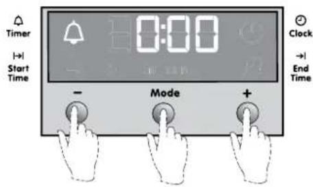Timer Start Time 0:00 - Mode + Clock → End Time