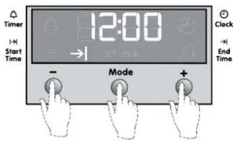 Timer Start Time 12:00 - Mode + Clock End Time