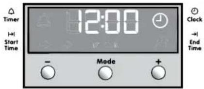 Timer Start Time 12:00 Clock → End Time - Mode +