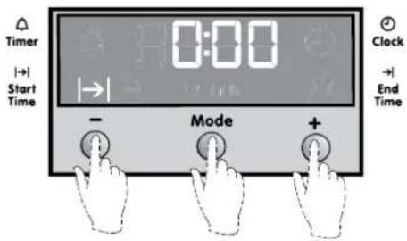 Timer Start Time 0:00 - Mode + Clock End Time
