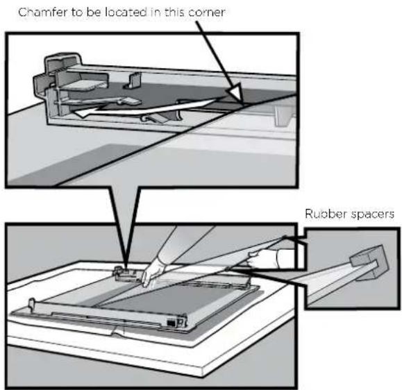 Chamfer to be located in this corner Rubber spacers