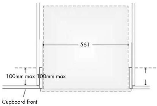 561 100mm max 100mm max Cupboard front