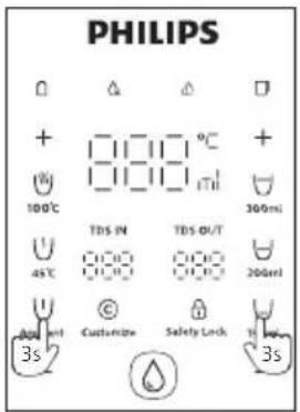 PHILIPS + 100°C TDS IN 45°C Customize Safety Lock 3s 300ml 300ml 3s