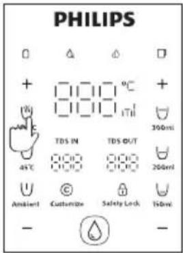 PHILIPS + 100°C TDS IN TDS OUT 45°C 200ml Ambient Customize Safety Lock 150ml - -