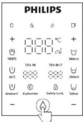 PHILIPS + 100°C TDS IN 45°C Ambient - Δ Δ + 100°C TDS OUT 200ml Customize Safety Lock 150ml 360ml