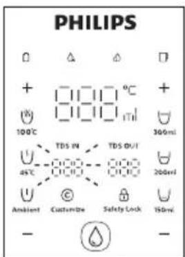 PHILIPS + 100°C TDS IN 45°C Ambient Customize Safety Lock 300ml + 200ml 150ml - -