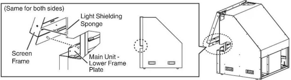 (Same for both sides) Light Shielding Sponge Screen Frame Main Unit - Lower Frame Plate