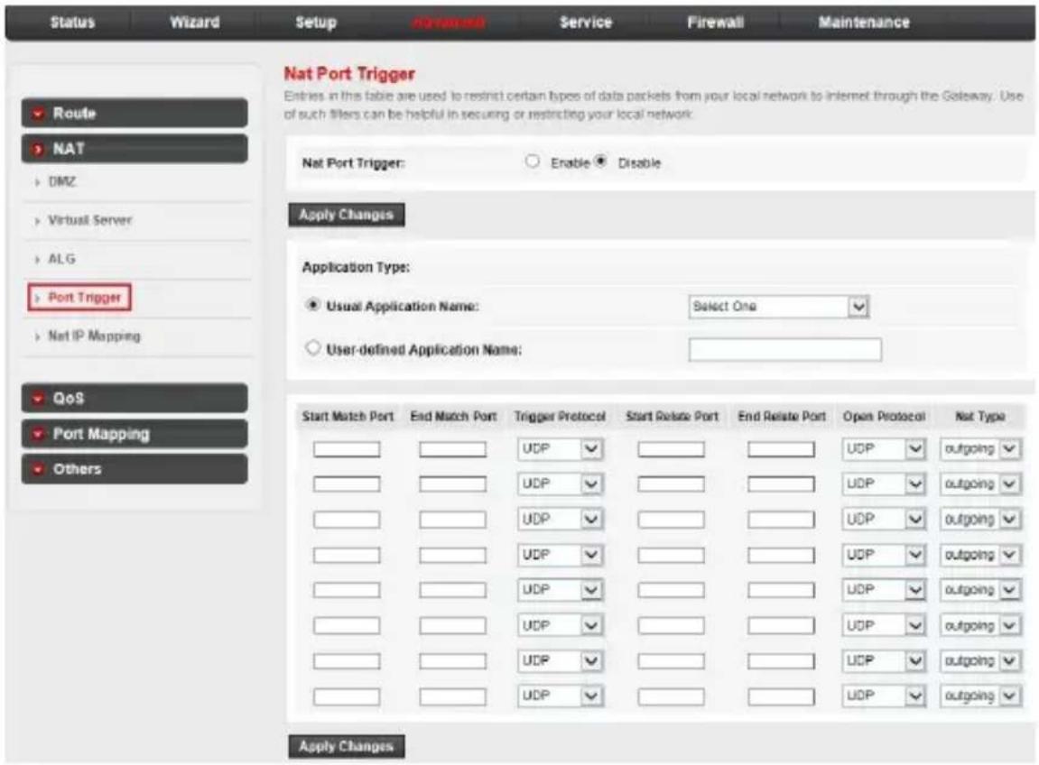 Status Wizard Setup AD (access) Service Firewall Maintenance Route NAT DMZ Virtual Server ALG Port Trigger Nat IP Mapping QoS Port Mapping Others Nat Port Trigger Entries in this table are used to restrict certain types of data packets from your local network to internet through the Gateway. Use of such filters can be helpful in securing or restricting your local network. Nat Port Trigger: Enable Disable Apply Changes Application Type: Usual Application Name: Select One User-defined Application Name: Start Match Port End Match Port Trigger Protocol Start Relate Port End Relate Port Open Protocol Nat Type UDP UDP UDP UDP UDP UDP UDP UDP UDP UDP UDP UDP UDP UDP UDP UDP UDP UDP UDP UDP UDP UDP UDP UDP UDP UDP UDP UDP UDP UDP UDP UDP UDP UDP UDP UDP UDP UDP UDP UDP UDP UDP UDP UDP UDP UDP UDP UDP UDP UDP PPP PPP PPP PPP PPP PPP PPP PPP PPP PPP PPP PPP PPP PPP PPP PPP PPP PPP PPP PPP PPP PPP PPP PPP PPP PPP PPP PPP PPP PPP PPP PPP PPP PPP PPP PPP PPP PPP PPP PPP PPP PPP PPP PPP PPP PPP PPP PPP PPP PPP IPP10000000000000000000000000000000000000000000000000000000000000000000000000000000000000000000000000000 4 4 4 4 4 4 4 4 4 4 4 4 4 4 4 4 4 4 4 4 4 4 4 4 4 4 4 4 4 4 4 4 4 4 4 4 4 4 4 4 4 4 4 4 4 4 4 4 4 4 6 6 6 6 6 6 6 6 6 6 6 6 6 6 6 6 6 6 6 6 6 6 6 6 6 6 6 6 6 6 6 6 6 6 6 6 6 6 6 6 6 6 6 6 6 6 6 6 6 6 7 7 7 7 7 7 7 7 7 7 7 7 7 7 7 7 7 7 7 7 7 7 7 7 7 7 7 7 7 7 7 7 7 7 7 7 7 7 7.8 NP123333333333333333333333333333333333333333333333333333333333333333333333333333333333333333333333333333