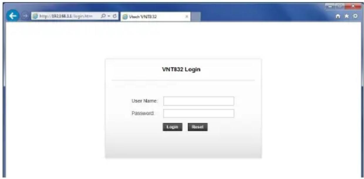 VNT832 Login User Name: Password: Login Reset