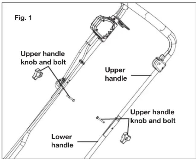 Fig. 1 Upper handle knob and bolt Upper handle Lower handle Upper handle knob and bolt