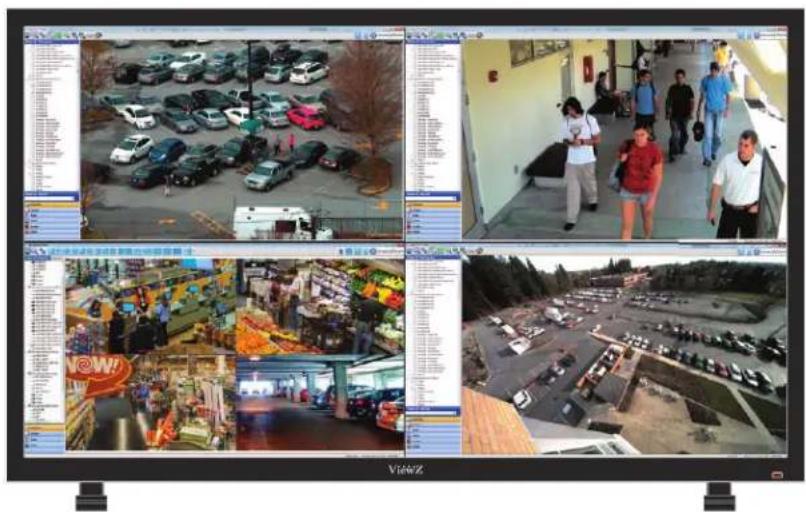 Screenshot of a surveillance system interface displaying multiple surveillance feeds including parking, traffic, and outdoor parking areas.