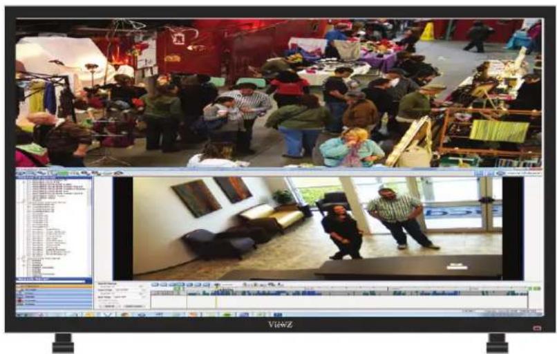Two-panel image showing a crowded indoor space with people seated at tables and a close-up of two people standing in a living room (no visible text or symbols)