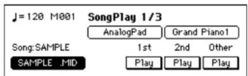 J=120 M001 SongPlay 1/3 AnalogPad Grand Piano1 Song: SAMPLE 1st 2nd Other SAMPLE MID Play Play Play