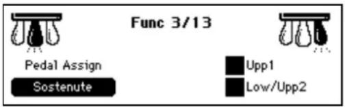 Func 3/13 Pedal Assign Sostenute ■ Upp1 ■ Low/Upp2