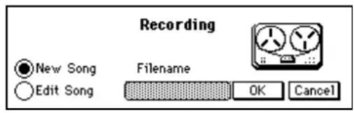 Recording New Song Edit Song Filename OK Cancel