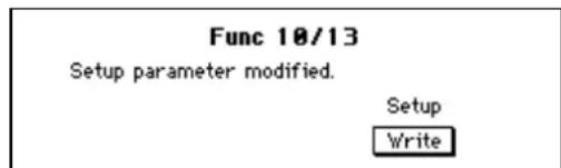 Func 10/13 Setup parameter modified. Setup Write
