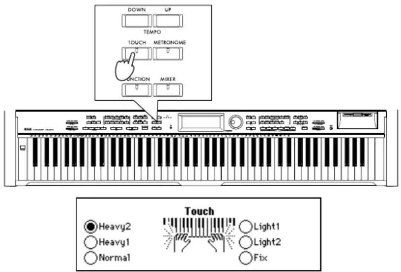 DOWN UP TEMPO TOUCH METRONOME FUNCTION MIXER Touch Heavy2 Heavy1 Normal Light1 Light2 Fix