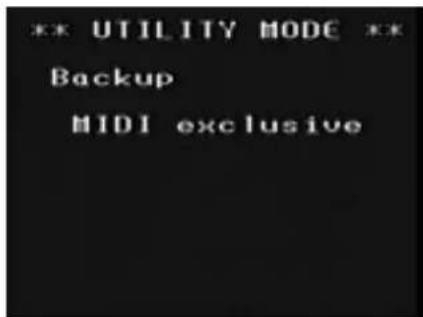 ** UTILITY MODE ** Backup MIDI exclusive