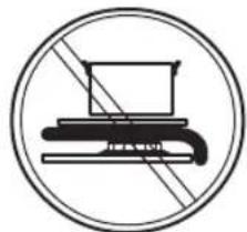 Prohibition sign with crossed-out laptop and keyboard, indicating no use or absence of any other symbols