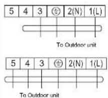 5 4 3 ⏱ 2(N) 1(L) To Outdoor unit 5 4 3 ⏱ 2(N) 1(L) To Outdoor unit
