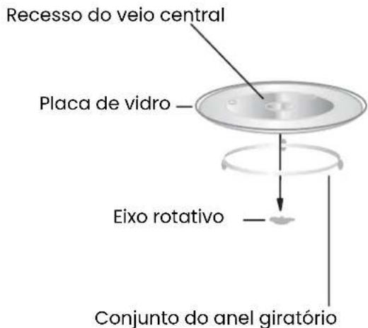 Recesso do veio central Placa de vidro — Eixo rotativo — Conjunto do anel giratório