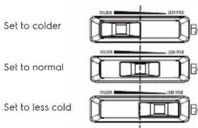Set to colder Set to normal Set to less cold