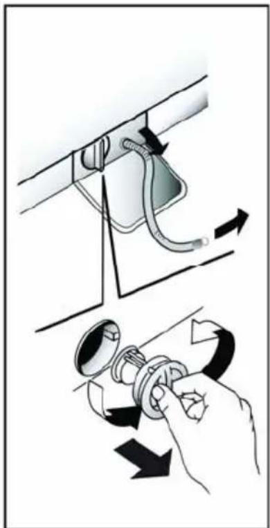 Illustration showing a hand adjusting a device with arrows indicating rotation and adjustment (no text or symbols).